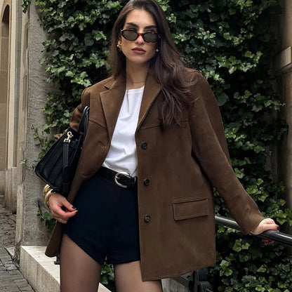 Vintage Kahverengi Deri Süet Ceket